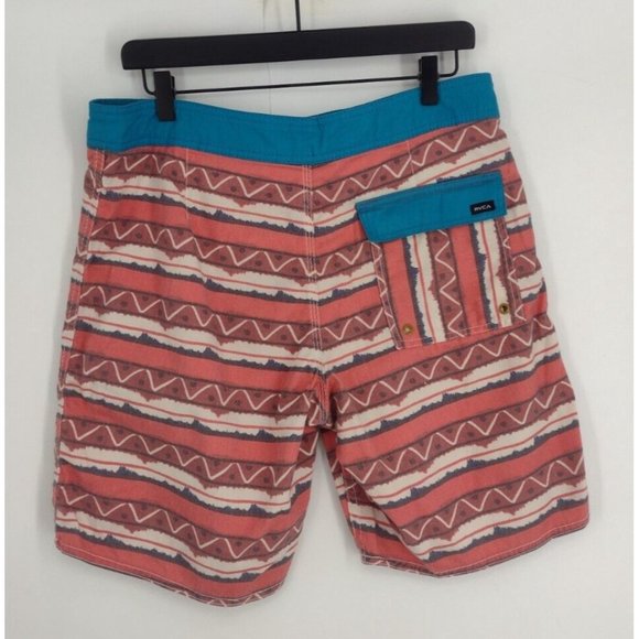 RVCA Vintage Slub Non-Stretch Balance Of Opposites Geometric Board Shorts Men 32 - Picture 3 of 6